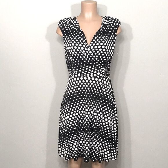 New. Polka dot ruched fit and flair dress. New. - Picture 1 of 7